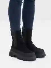 Угольный ботинки женские, зимние челси с мехом
