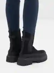 Угольный ботинки женские, зимние челси с мехом
