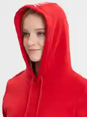 Алый женское платье, утепленное, на флисе, платье-худи
