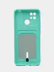 Бирюзовый чехол для Xiaomi Redmi 10C, Poco C40 / Сяоми Редми 10С, Поко С40, с карманом для карт