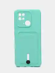 Бирюзовый чехол для Xiaomi Redmi 10C, Poco C40 / Сяоми Редми 10С, Поко С40, с карманом для карт