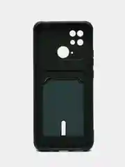 Зеленый чехол для Xiaomi Redmi 10C, Poco C40 / Сяоми Редми 10С, Поко С40, с карманом для карт
