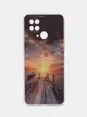 Светло-оранжевый чехол для Xiaomi Redmi 10C, Poco C40 / Сяоми Редми 10С, Поко С40, силиконовый, с рисунком