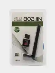 Черный беспроводной сетевой Wi-Fi адаптер, с антенной, USB 2.4G