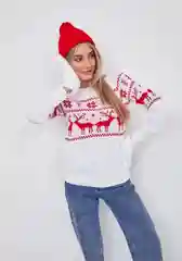 Белый женский свитер "Новогодний"