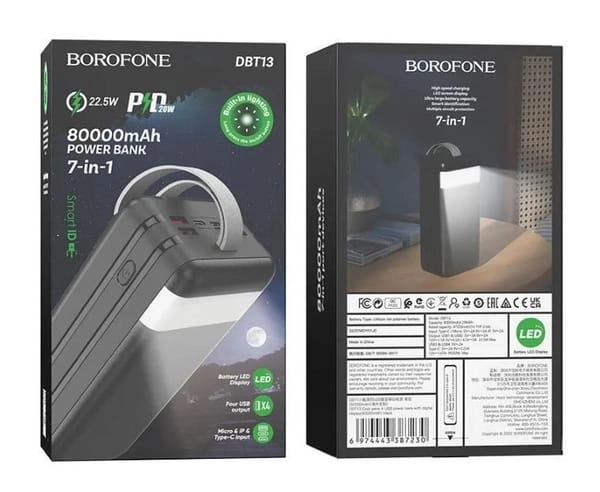 Портативный аккумулятор Power Bank Borofone DBT13 80000 mAh, 4 USB, внешний аккумулятор