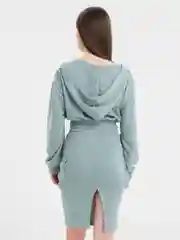Мятный женский костюм с юбкой: укороченное худи + юбка