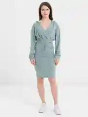 Мятный женский костюм с юбкой: укороченное худи + юбка