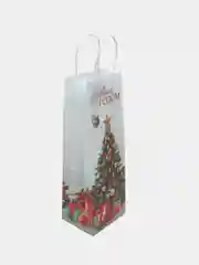 Золотой пакет под бутылку подарочный, новогодний, 13 x 36 х 10 см