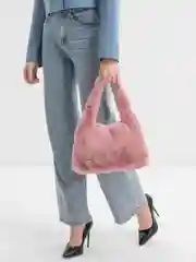 Розовый женская плюшевая сумка тоут, через плечо