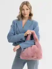 Розовый женская плюшевая сумка тоут, через плечо
