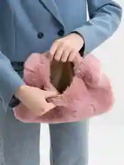 Розовый женская плюшевая сумка тоут, через плечо