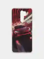 Бордовый чехол Xiaomi Redmi 9 / Сяоми Редми 9, силиконовый, с рисунком
