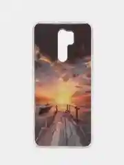 Оранжевый чехол Xiaomi Redmi 9 / Сяоми Редми 9, силиконовый, с рисунком