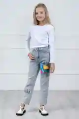 Белый лонгслив детский 5+ базовый, хлопковый