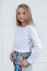 Белый лонгслив детский 5+ базовый, хлопковый