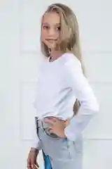 Белый лонгслив детский 5+ базовый, хлопковый