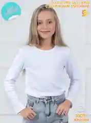 Белый лонгслив детский 5+ базовый, хлопковый