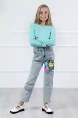 Мятный лонгслив детский 5+ базовый, хлопковый