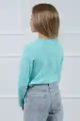 Мятный лонгслив детский 5+ базовый, хлопковый