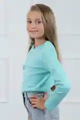 Мятный лонгслив детский 5+ базовый, хлопковый