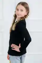 Черный лонгслив детский 5+ базовый, хлопковый