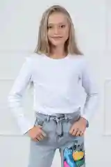 Белый лонгслив детский 5+ базовый, хлопковый