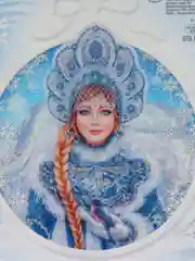 Голубой наклейка на окно новогодняя двусторонняя "Снегурочка"