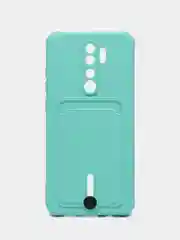 Бирюзовый чехол для Xiaomi Redmi Note 8 Pro (Сяоми Редми Нот 8 Про), с карманом для карт