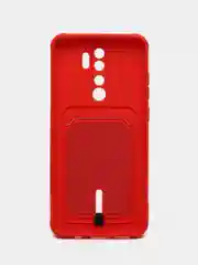 Красный чехол для Xiaomi Redmi Note 8 Pro (Сяоми Редми Нот 8 Про), с карманом для карт