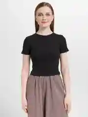 Черный топ в рубчик, спортивный, укороченный