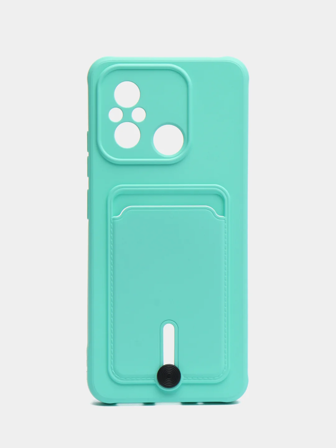 Бирюзовый чехол для Xiaomi Redmi 12C (Сяоми Редми 12С), с карманом для карт