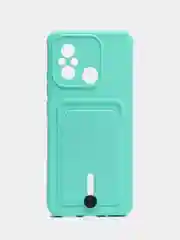 Бирюзовый чехол для Xiaomi Redmi 12C (Сяоми Редми 12С), с карманом для карт