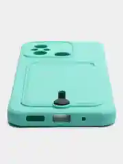Бирюзовый чехол для Xiaomi Redmi 12C (Сяоми Редми 12С), с карманом для карт
