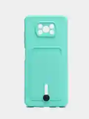 Бирюзовый чехол Xiaomi Poco X3 NFS X3 Pro (Сяоми Поко Х3 Х3 Про), с карманом для карт