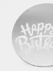Серебряный топпер медальон для украшения торта "Happy birthday"