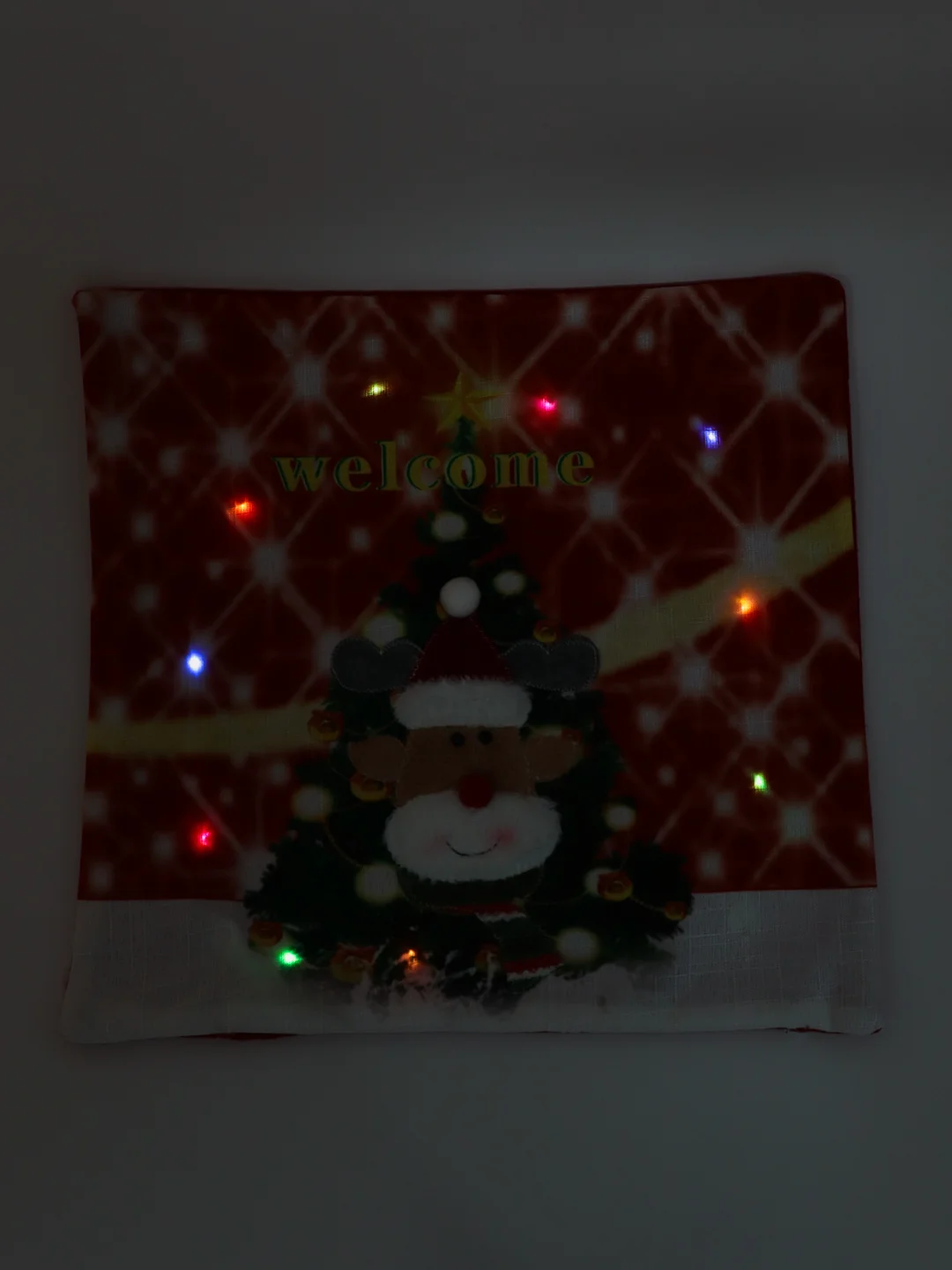 Бордовый новогодняя наволочка со светодиодной подсветкой "Merry Christmas"