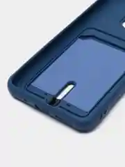 Синий чехол для Xiaomi Redmi 10C, Poco C40 / Сяоми Редми 10С, Поко С40, с карманом для карт