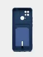 Синий чехол для Xiaomi Redmi 10C, Poco C40 / Сяоми Редми 10С, Поко С40, с карманом для карт