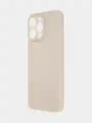 Бежевый меланж чехол + стекло для iPhone 15 Pro Max силиконовый ROSCO матовый тонкий с защитой камер
