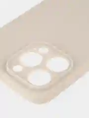 Бежевый меланж чехол + стекло для iPhone 15 Pro Max силиконовый ROSCO матовый тонкий с защитой камер