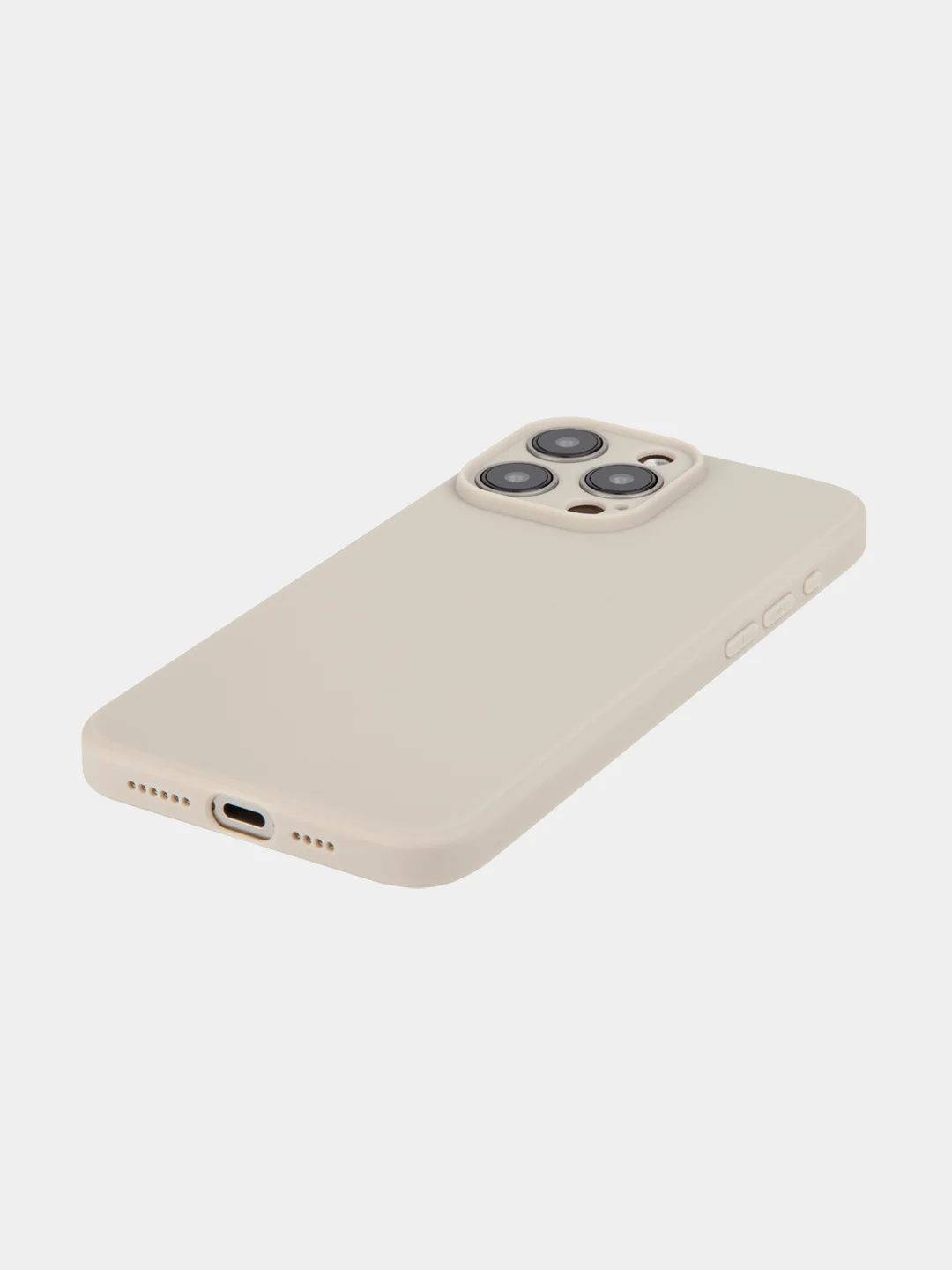 Бежевый меланж чехол + стекло для iPhone 15 Pro Max силиконовый ROSCO матовый тонкий с защитой камер