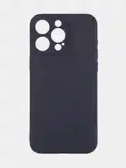 Темно-синий чехол + стекло для iPhone 15 Pro Max силиконовый ROSCO матовый тонкий с защитой камер