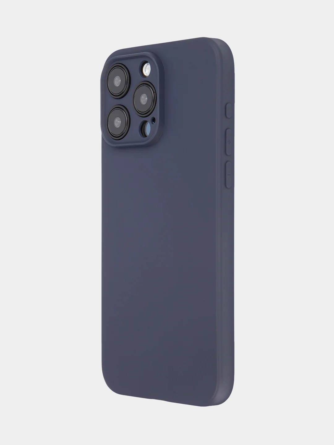 Темно-синий чехол + стекло для iPhone 15 Pro Max силиконовый ROSCO матовый тонкий с защитой камер