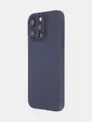 Темно-синий чехол + стекло для iPhone 15 Pro Max силиконовый ROSCO матовый тонкий с защитой камер