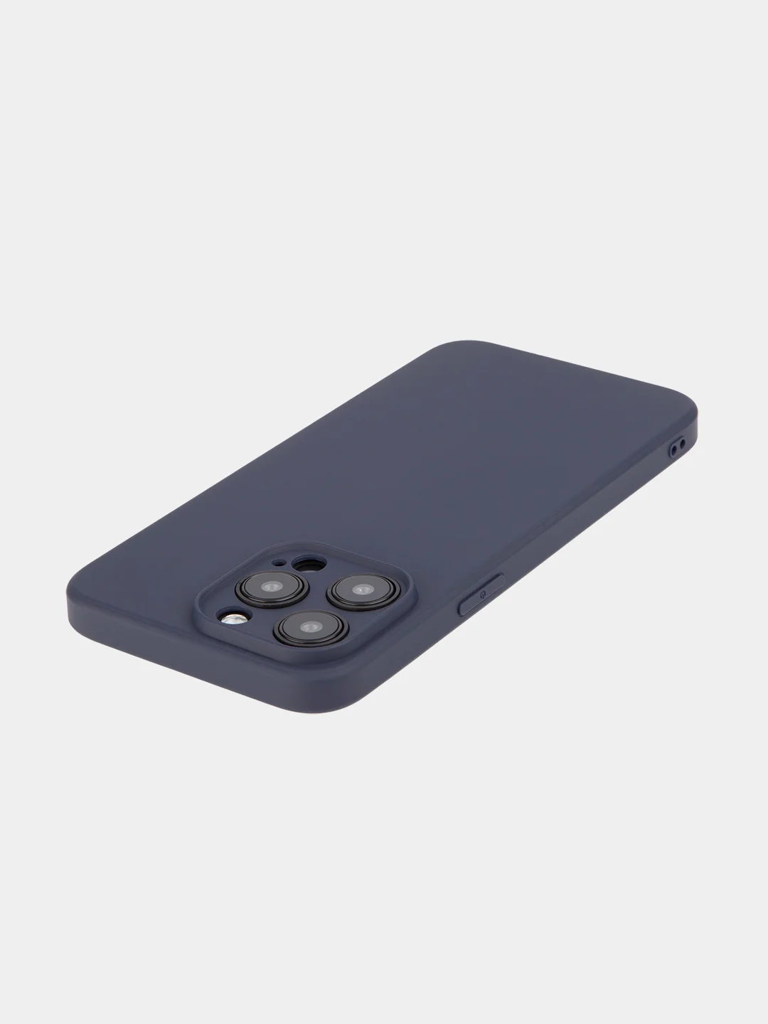 Темно-синий чехол + стекло для iPhone 15 Pro Max силиконовый ROSCO матовый тонкий с защитой камер