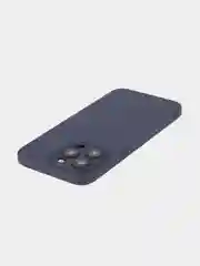 Темно-синий чехол + стекло для iPhone 15 Pro Max силиконовый ROSCO матовый тонкий с защитой камер