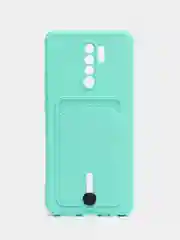 Бирюзовый чехол для Xiaomi Redmi 9, Сяоми Редми 9, с карманом для карт