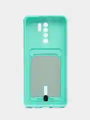 Бирюзовый чехол для Xiaomi Redmi 9, Сяоми Редми 9, с карманом для карт