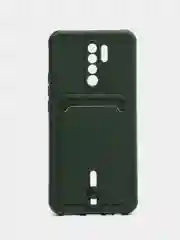 Зеленый чехол для Xiaomi Redmi 9, Сяоми Редми 9, с карманом для карт
